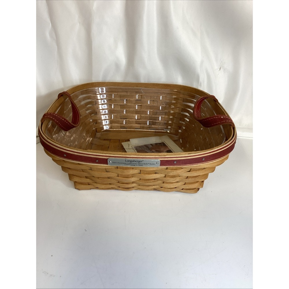 Longaberger Square 2005 Silver Bellsbasket And Plastic Liner